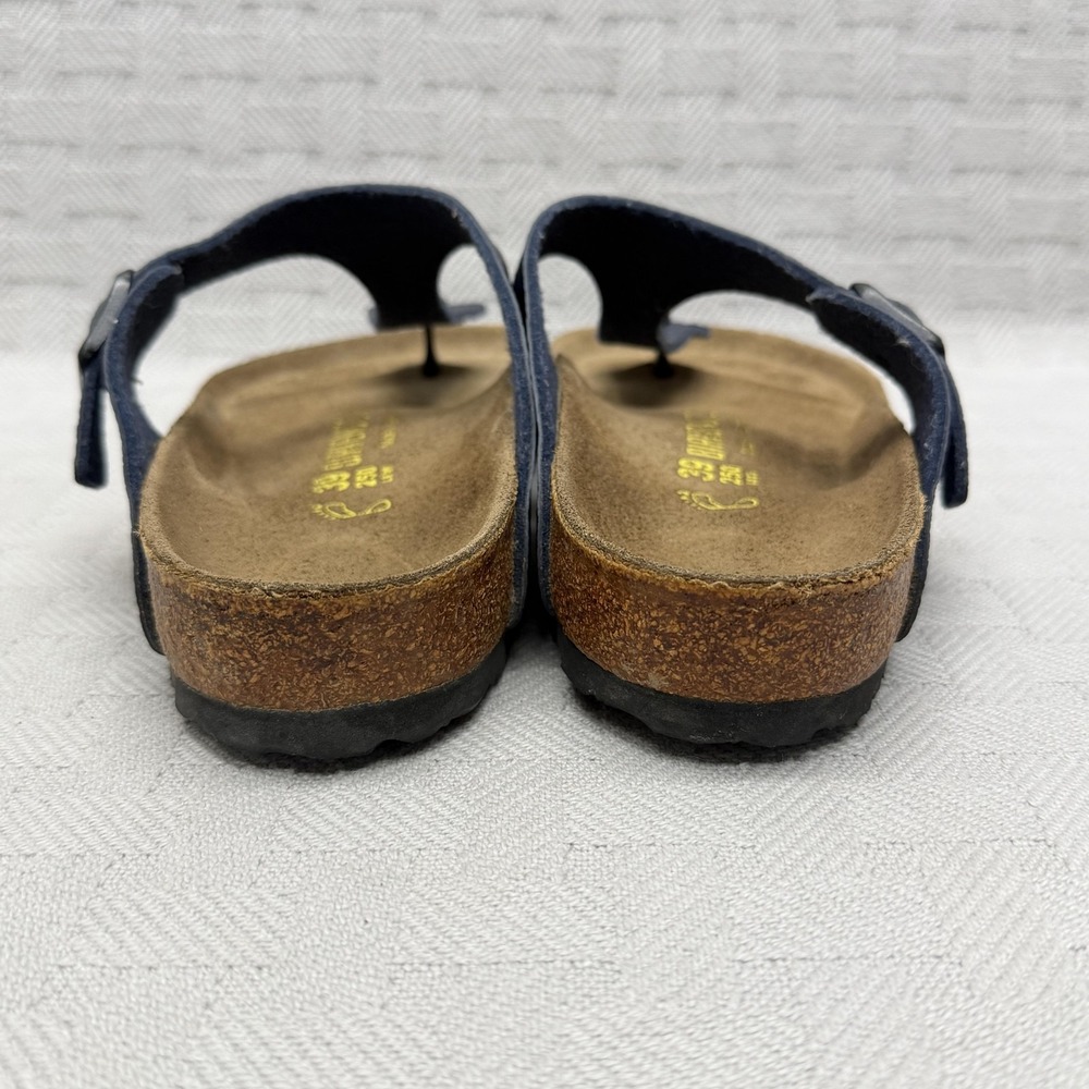 Birkenstock Gizeh Sandals Womens Size 8.5 US Blue Leather Thong Wedge Cork - Picture 3 of 10